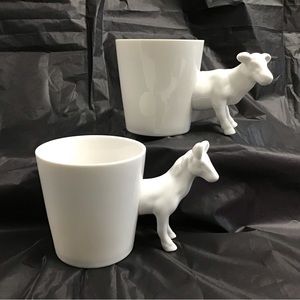Cow and Horse Ceramic Novelty Coffee Tea Cup Set